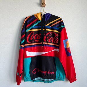 Champion x Coca-Cola UltraFuse Quarter Zip Hooded Windbreaker Jacket L